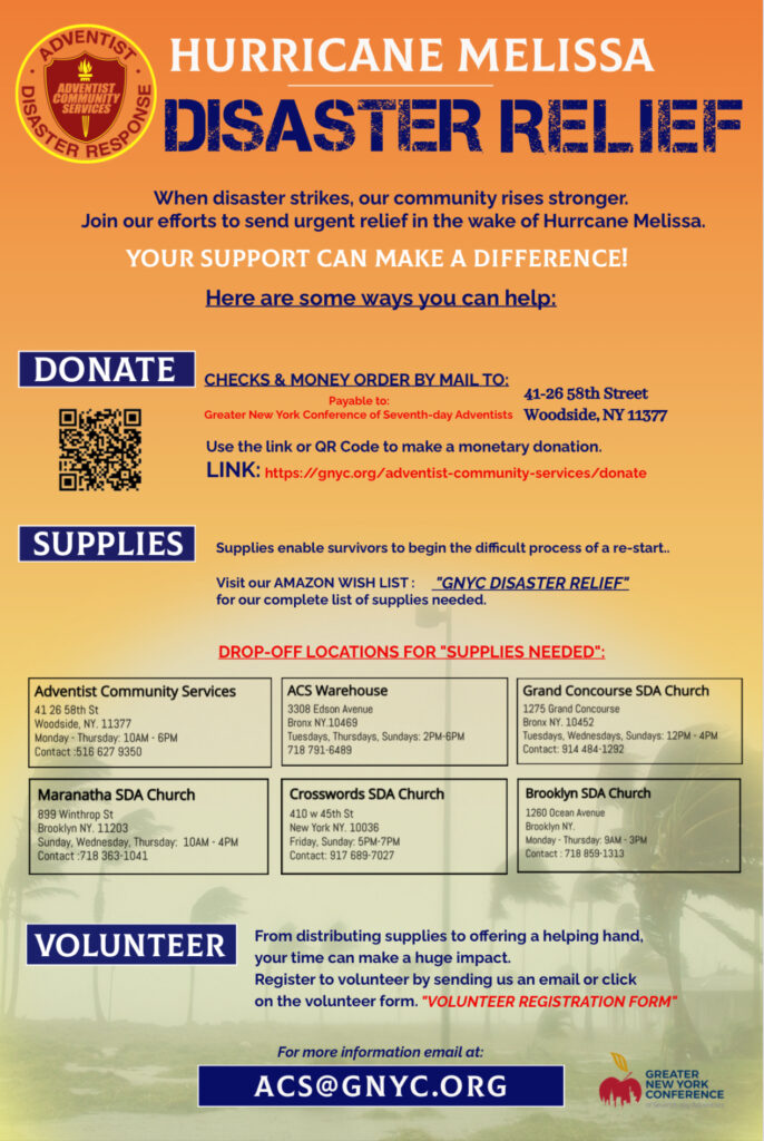 Hurricane Melissa Disaster Relief Flyer